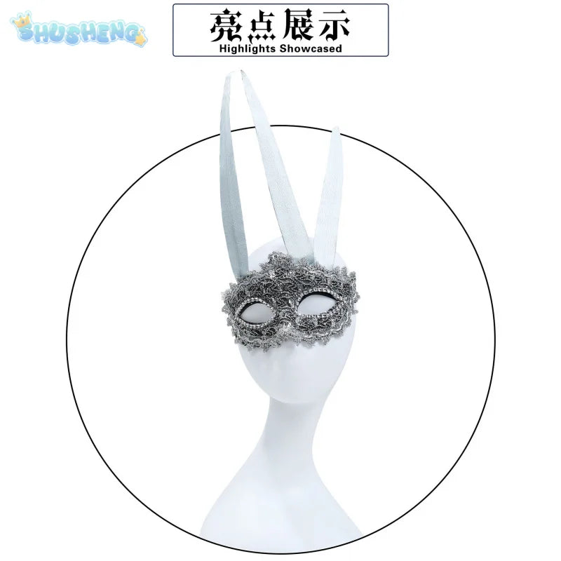 Shusheng-N Identity V Demi Bourbon Barmaid Rose Cosplay Costume Role Play Comic With Dress Hallowmas Party Wigs Animation Prop