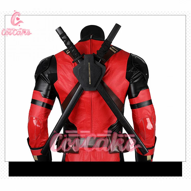 New Movie Deadpool Cosplay Costume Red Zentai Bodysuit Party Men Wolverine Full Jumpsuits Sword Bag Boots Belt Custom Made