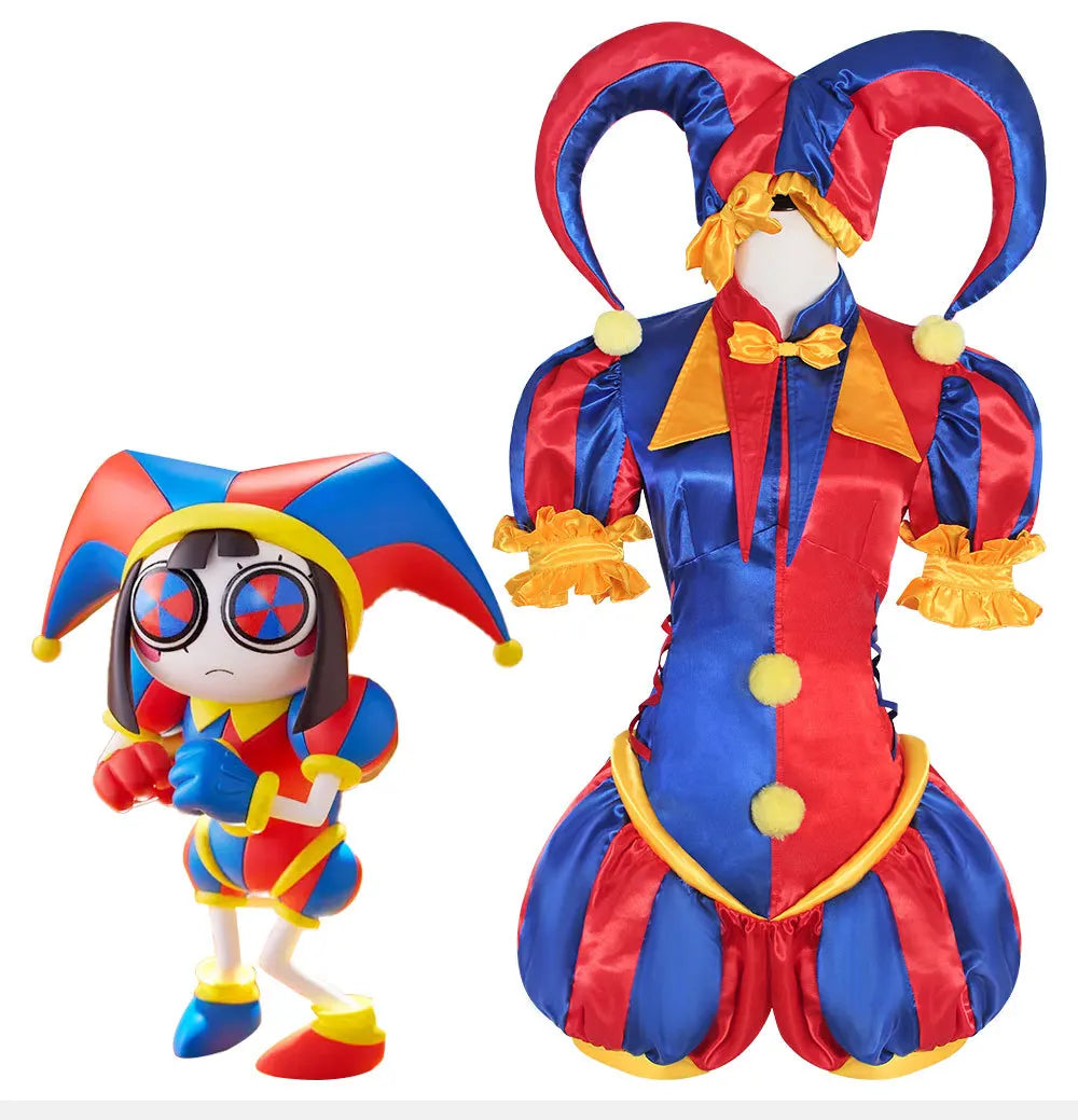 Pomni Cosplay Costumes Clown Uniform Anime The Amazing Digital Circus Role Play Halloween Carnival Party Outfit