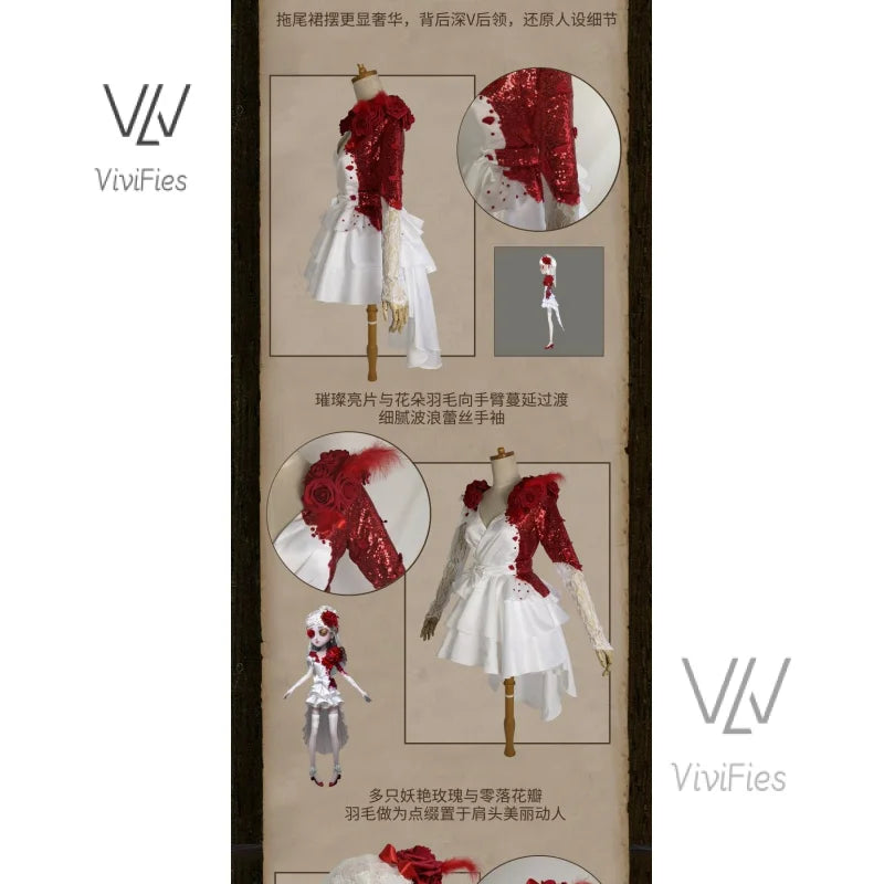 Game identity Ⅴ ipair cosplay sexy red rose wedding dress Party Halloween dress up large female size