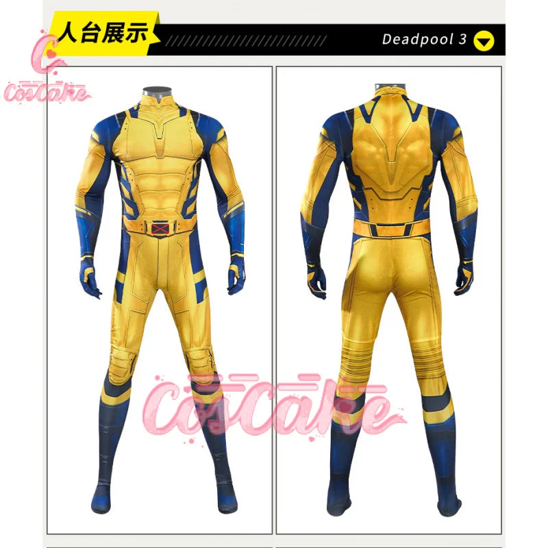 New Deadpool 3 Wolverine Cosplay Costume Superhero Cosplay Zentai Full Set With Bosysuit Shoes Handmade Halloween Man Outfit