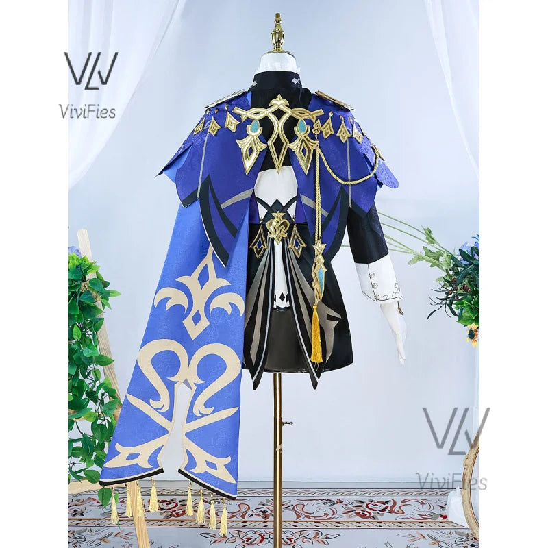 Clorinde cosplay costume Genshin Fontaine impact Clorinde cosplay dress uniform champion duelist wig hat uniform cloak full set