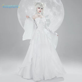 Sailor Tsukino Usagi Moon Cosplay Costume White Moon Dress Wings Bow Sleeves Set Wig For Christmas Halloween Game Party