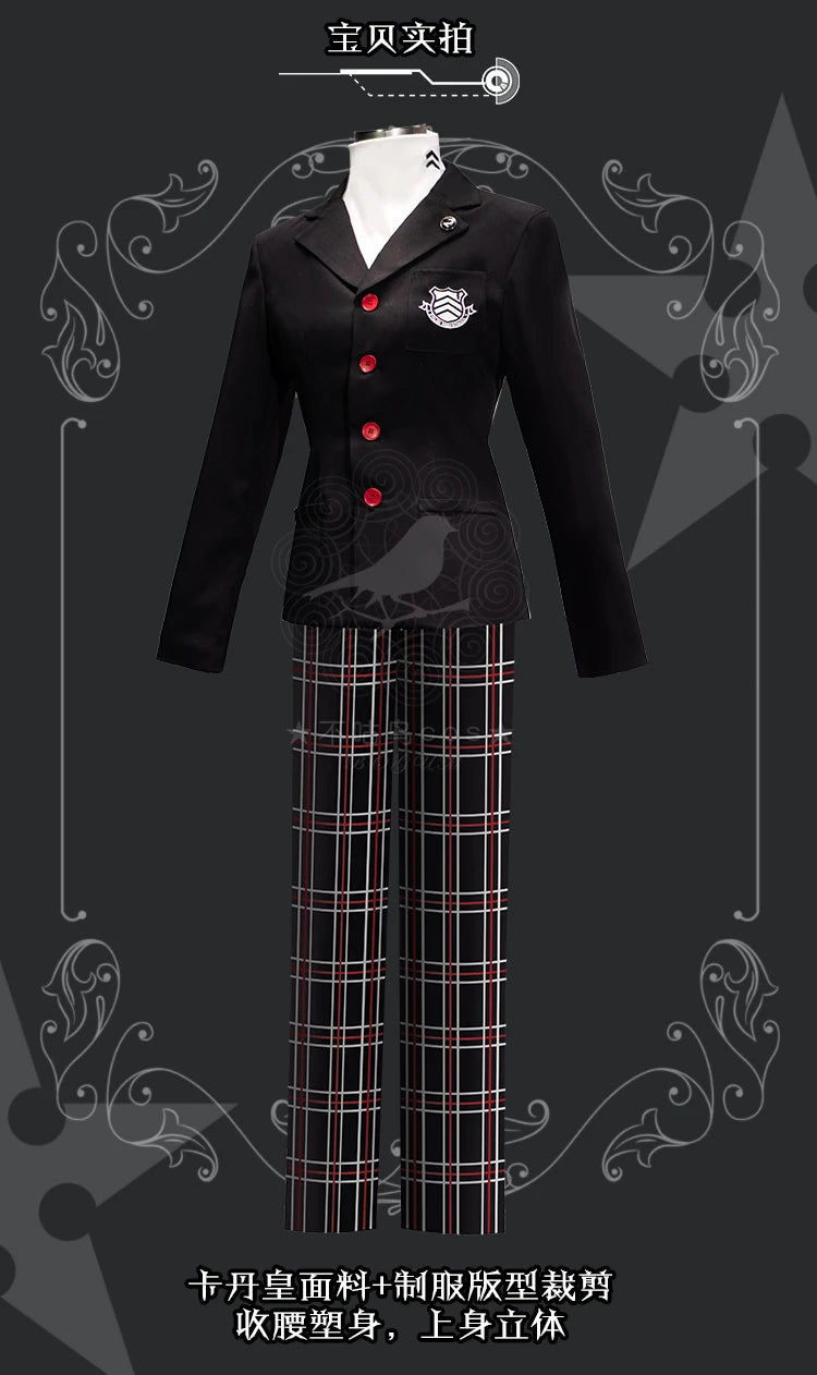 Game Persona 5 Amamiya Ren Kasumi Yoshizawa Cosplay Men Women School Uniform Unisex Halloween Suit Coat Party Black Uniform Set