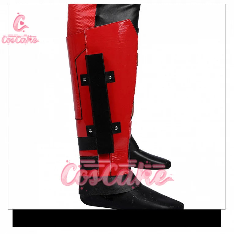 New Movie Deadpool Cosplay Costume Red Zentai Bodysuit Party Men Wolverine Full Jumpsuits Sword Bag Boots Belt Custom Made