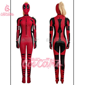 New Deadpool 3 Lady Cosplay Cosutme Wade Winston Wilson Jumpsuit Headgear Suit Halloween Women's Version Upgraded version