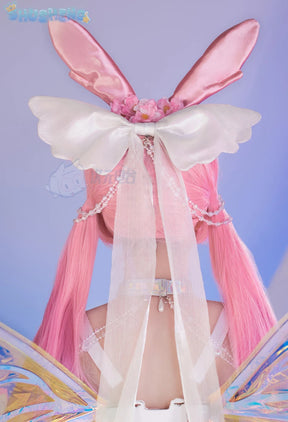 Anime Sylveon Cosplay 2024 Latest Costume Wings wig headband pink sexy dress girl Halloween party set