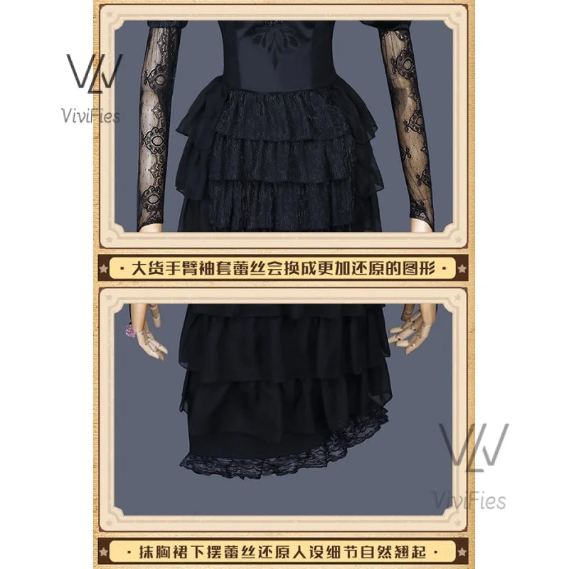 Vera Nair/Perfumer Cosplay Game Identity V Costume Deadly Tender Sweet Elegant Black Formal Dress Role Play Clothing New