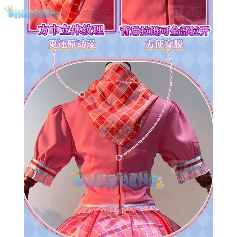 Anime Aikatsu! Cosplay Hoshimiya Ichigo Cosplay Costume Lolite Dress  Wig Women Hallowen Party Girls increase size S-XXL