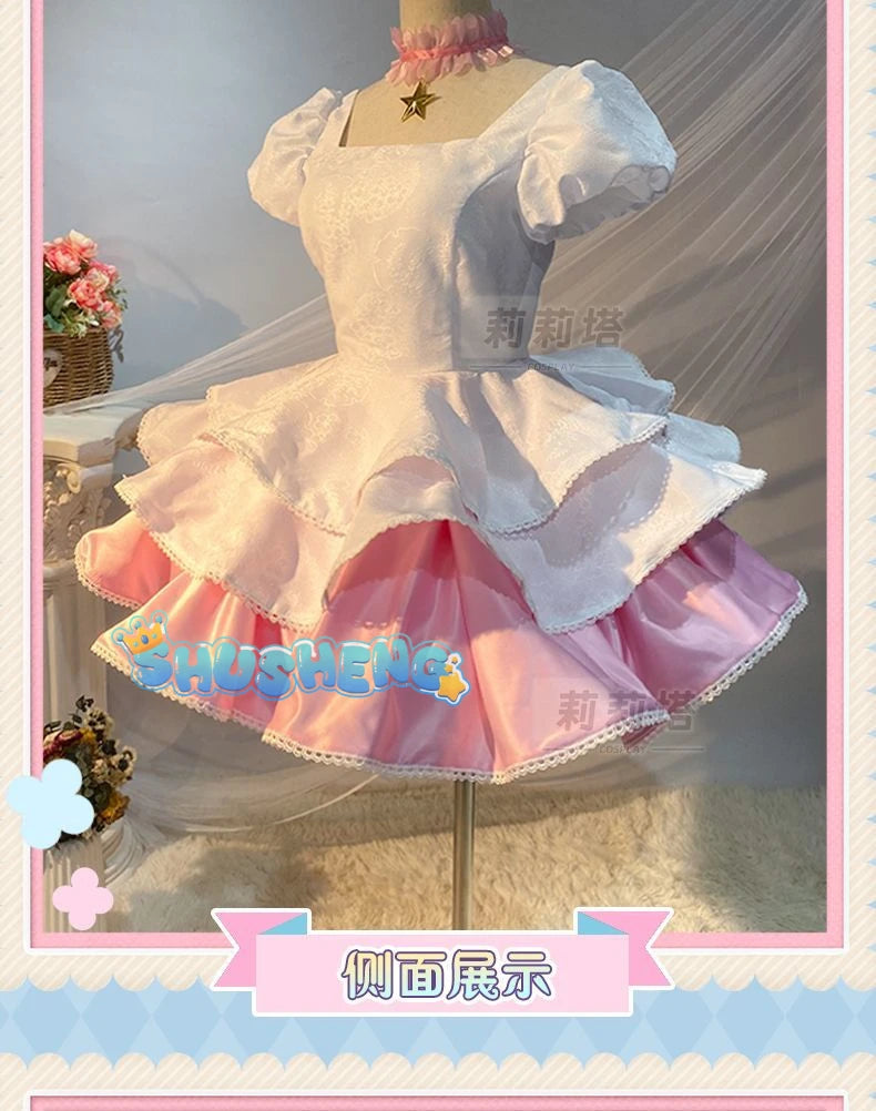 Anime Cardcaptor Sakura Cosplay Kinomoto Sakura Cosplay Costume Wig Pink Lolita Dress Halloween Fancy Cos Party Suit