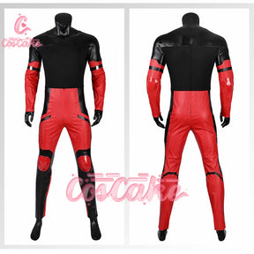 New Movie Deadpool Cosplay Costume Red Zentai Bodysuit Party Men Wolverine Full Jumpsuits Sword Bag Boots Belt Custom Made