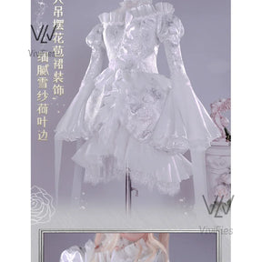 Kirakishou Cosplay Costume Wigs Anime Roses Maiden Cosplay Women Kirakishou Cosplay Lolita Gothic Dress White Lolita Dress Boots