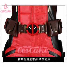 New Movie Deadpool Cosplay Costume Red Zentai Bodysuit Party Men Wolverine Full Jumpsuits Sword Bag Boots Belt Custom Made