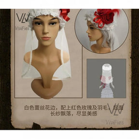 Game identity Ⅴ ipair cosplay sexy red rose wedding dress Party Halloween dress up large female size