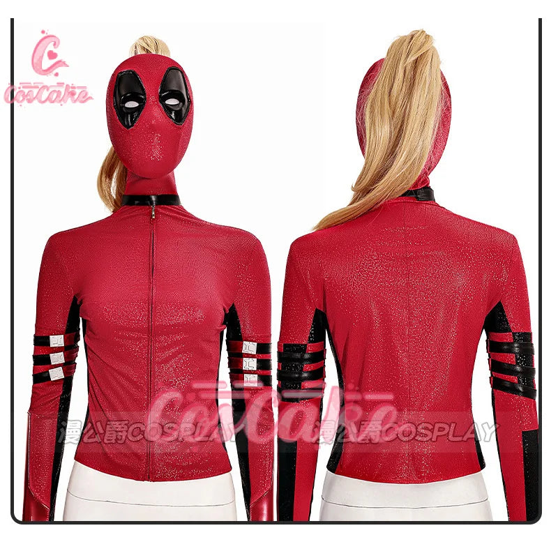 New Deadpool 3 Lady Cosplay Cosutme Wade Winston Wilson Jumpsuit Headgear Suit Halloween Women's Version Upgraded version