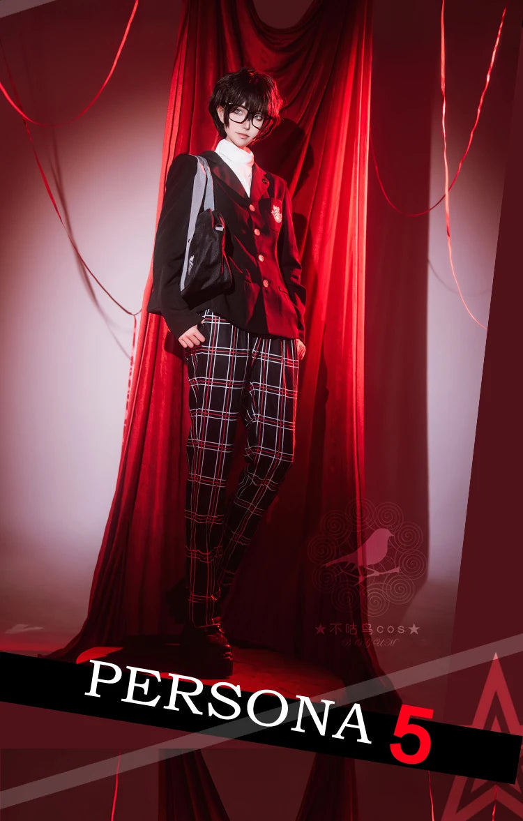 Game Persona 5 Amamiya Ren Kasumi Yoshizawa Cosplay Men Women School Uniform Unisex Halloween Suit Coat Party Black Uniform Set