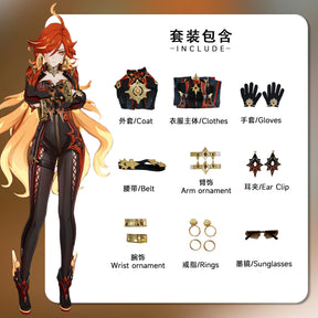 Shusheng Genshin Impact Mavuika Pyro Archon Game Suit Gorgeous Jumpsuits Uniform Cosplay Costume Halloween Party Outfit Women