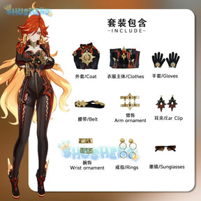 Shusheng Genshin Impact Mavuika Pyro Archon Game Suit Gorgeous Jumpsuits Uniform Cosplay Costume Halloween Party Outfit Women