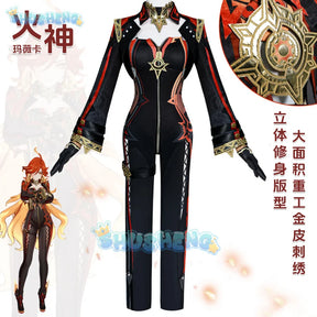 Shusheng Genshin Impact Mavuika Pyro Archon Game Suit Gorgeous Jumpsuits Uniform Cosplay Costume Halloween Party Outfit Women