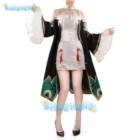 Shusheng Vtuber Paterson Cosplay Costume Cheongsam Uniform Halloween Carnival Party Christmas Play Role Clothes Clothing