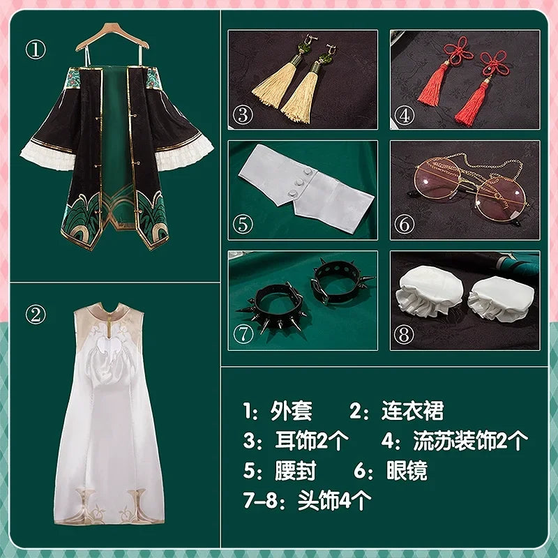 Shusheng Vtuber Paterson Cosplay Costume Cheongsam Uniform Halloween Carnival Party Christmas Play Role Clothes Clothing