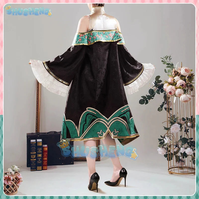 Shusheng Vtuber Paterson Cosplay Costume Cheongsam Uniform Halloween Carnival Party Christmas Play Role Clothes Clothing