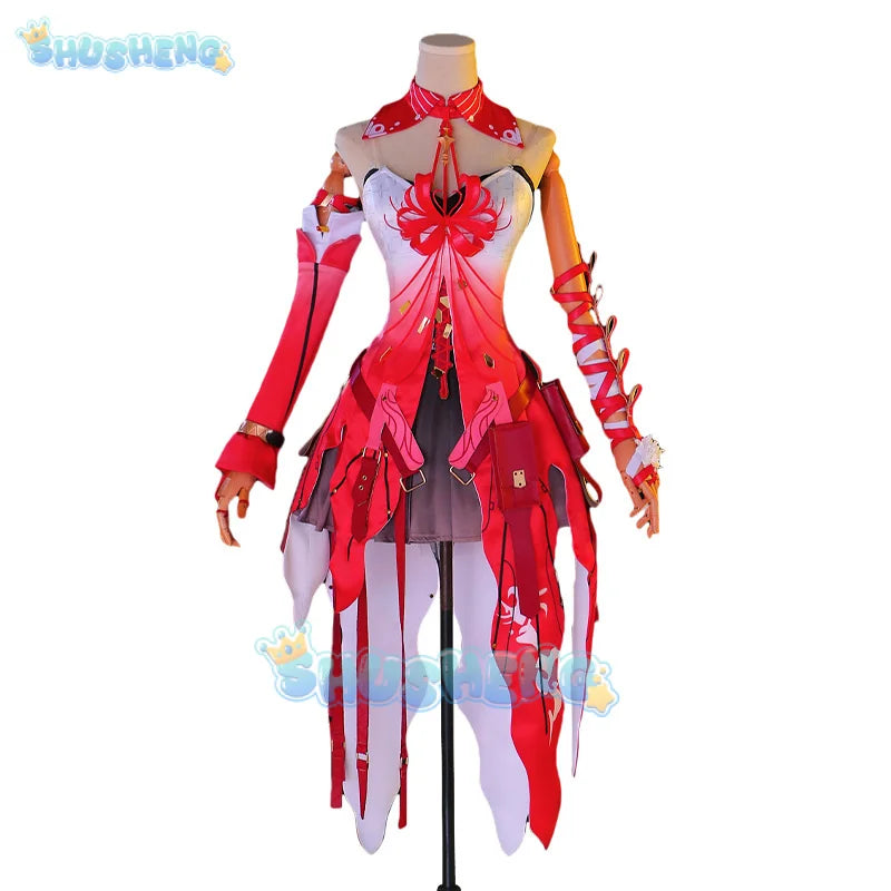 Shusheng Wuthering Waves Phrolova Red Spider Lily Game Suit Elegant Dress Uniform Cosplay Costume Halloween Party Outfit Women