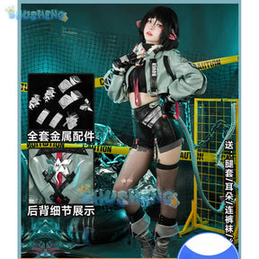 Shusheng Zenless Zone Zero Jane Doe Cosplay Costume Game Uniform Headwear Gloves Props Metal Parts Halloween Party for Women Men