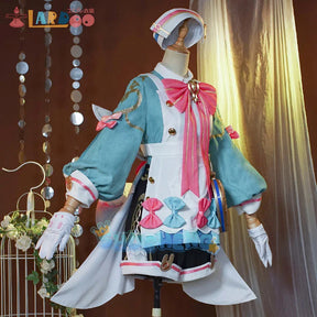 Sigewinne Cosplay Genshin Impact Kostüm Kleid Kopfbedeckung Komplettset Genshin Halloween Weihnachtsfeier Lolita Dienstmädchen-Outfit 