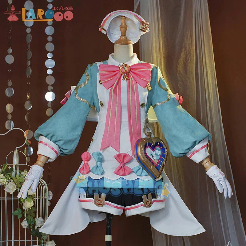 Sigewinne Cosplay Genshin Impact Kostüm Kleid Kopfbedeckung Komplettset Genshin Halloween Weihnachtsfeier Lolita Dienstmädchen-Outfit 