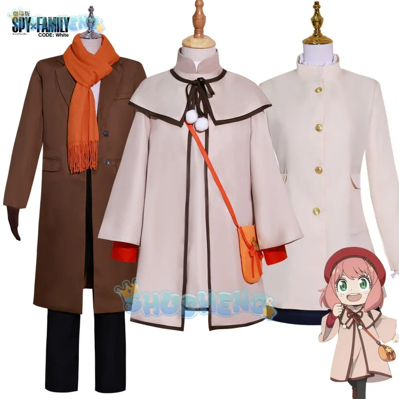 Spy X Family Code: White Cosplay Forger Yor Anya  Costume Accessories with Hat Bag Adult Children Kid Full Set