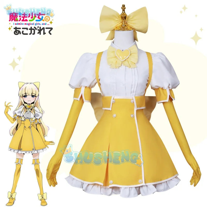 Tenkawa Kaoruko schwärmt von Magical Girls/ Ich bewundere Magical Girls und Battle Dress Cosplay Kostüm Kleidung Perücke Zauberstab 