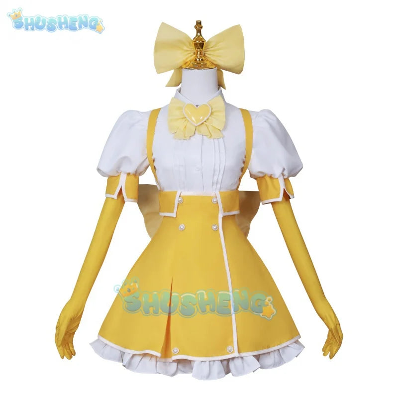 Tenkawa Kaoruko schwärmt von Magical Girls/ Ich bewundere Magical Girls und Battle Dress Cosplay Kostüm Kleidung Perücke Zauberstab 