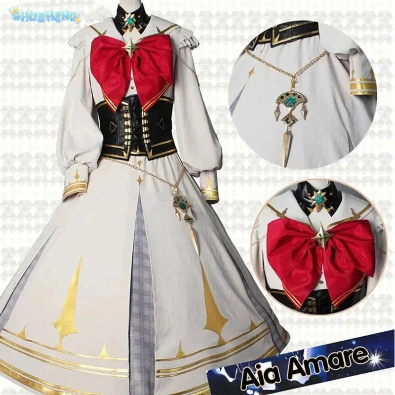 Vtuber Nijisanji IN ILUNA Aia Amare Game Suit Gorgeous Lovely Dress Uniform Cosplay Costume Halloween Party Outfit