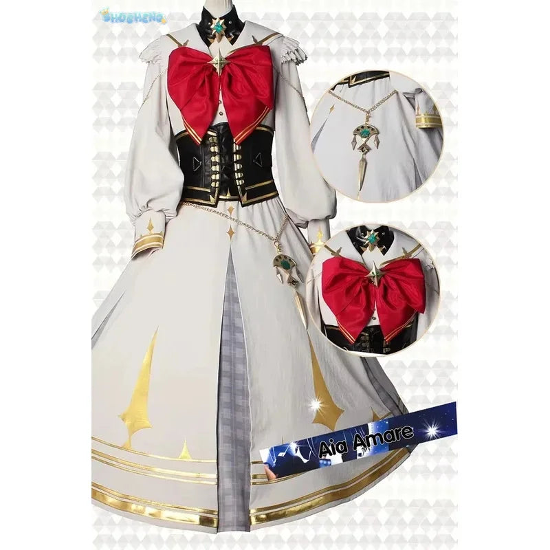 Vtuber Nijisanji IN ILUNA Aia Amare Game Suit Gorgeous Lovely Dress Uniform Cosplay Costume Halloween Party Outfit