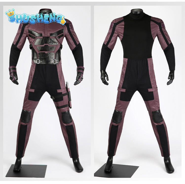 Superhero Daredevil Cosplay Costume Jumpsuit Michael Murdock Soldier Battle Suit With Headgear Full Set