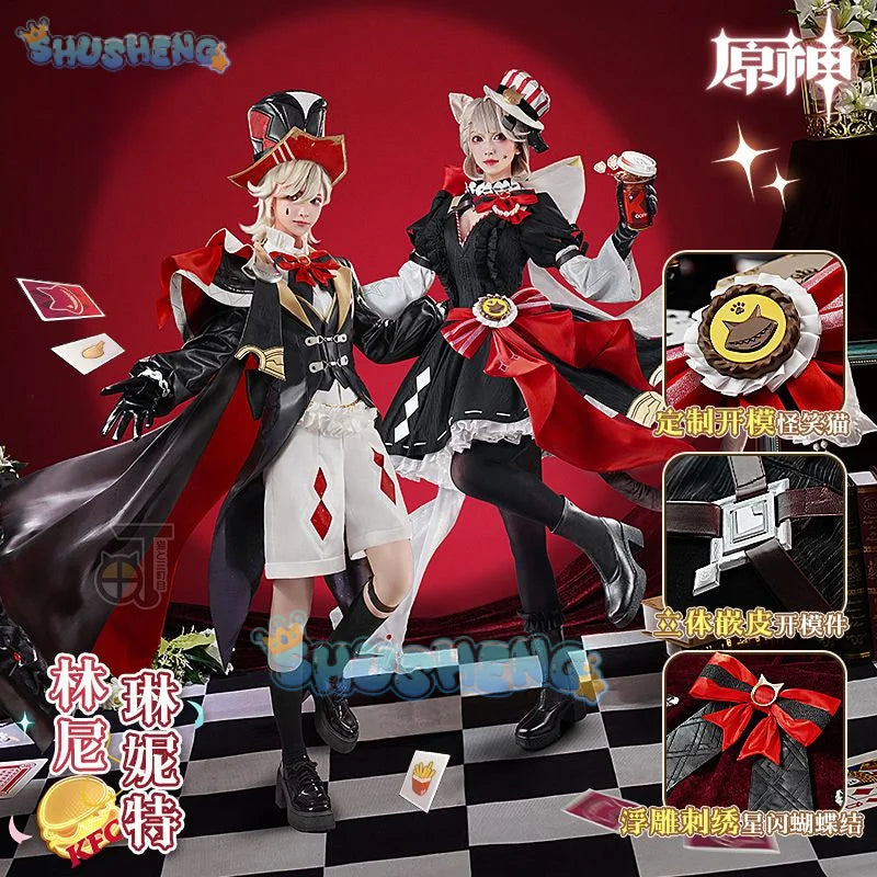 Genshin Impact Lynette Lyney Cosplay Costume Cos Game Anime Party Uniform Hallowen Play Role Clothes Clothing New