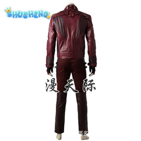 Star-Lord Costume Cosplay Movie Star-Lord Red Leather Jacket Pants Set Halloween Costume Man