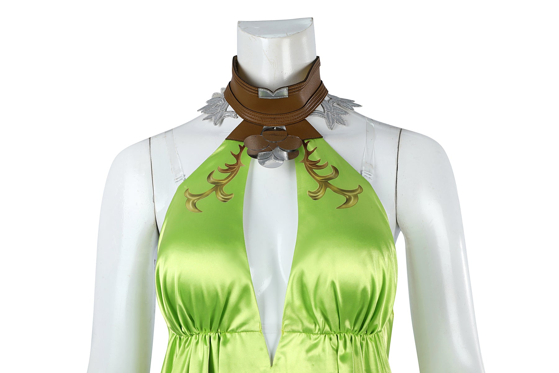 Nophica Cosplay Costume Fantasy XIV:A Realm Reborn Nophica Roleplay Outfit Green Silk Dress Accessories for Halloween Ball Party