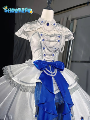 Cosplay Series: Date A Live-White Queen (Kurumi Tokisaki)Royal Blue Sapphire Dress Cosplay gorgeous Costume full set Shushengcos