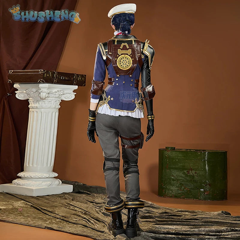 Caitlyn·Kiramman LOL Cosplay Arcane Season 2 costume Hat Shoulder Armor Gloves Leg Bag Set Party Carnival Handsome Woman Uniform