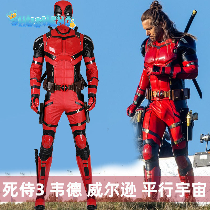 DP3 Wade Wilson Halloween Carnival Super Hero Red Soldier High Quality Cosplay Clothing Boys Combat Suit Tights and Accessories