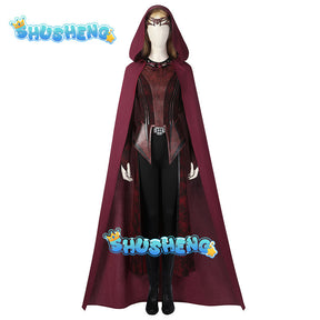 Wanda Django Maximoff Doctor Strange 2 Costume Cosplay Outfit Red Cloak Halloween Cosplay Womens Outfit Full Set High Quality