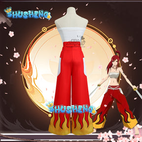FAIRY TAIL elza Cosplay Costume Tube Top Belt Pants Uniform full set Halloween Loli Clothing for Girl Women