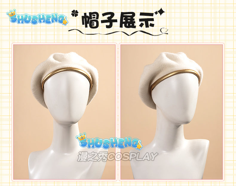 Cosplay Game VTuber Ace Taffy Cosplay Costume Wig YouTuber Ace Taffy Pink Dress Headwear Gloves Stockings Set Convention Event