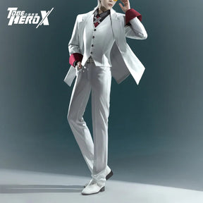Anime To Be Hero X Cosplay Costume Hero X Uniform White Suit Orange Glasses Tie Halloween Party for Women Men Props