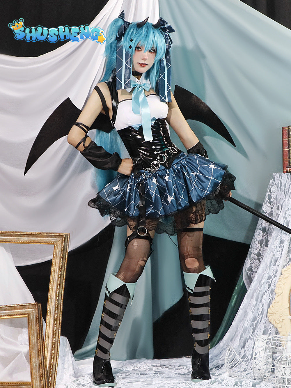 Hatsune Miku Little Devil Cosplay Dresses Miku Little Demon Raccoon Cosplay Costume Halloween Rascal Miku Cosplay Dresss