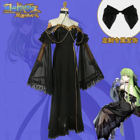 Code Geass cosplay C.C. New Halloween carnival sexy black evening dress party dress accessories prop C.C. A set of women