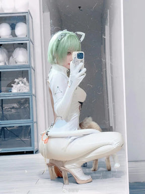 Game Azur Lane Admiral Nakhimov Cosplay Costume Women's sexy white tight fitting clothes tail props wig set Halloween uniform