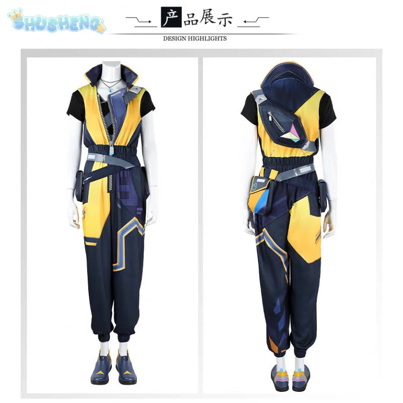 Game Waylay VALORANT Cosplay Costume Jumpsuit backpack waist bag necklace ear clip set Halloween casual for men women uniform